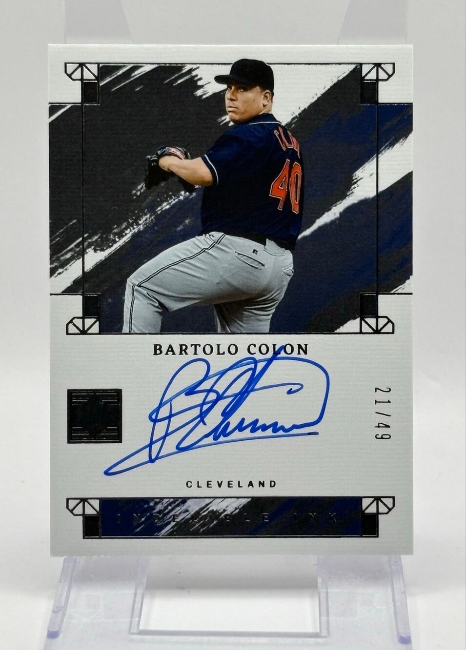 2024 Panini Impeccable Bartolo Colon Indelible Ink On Card Auto 21/49 SP Indians - Picture 1 of 2
